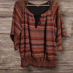 Women's Multicolor Patterned Roz & ALI Top Size 2X